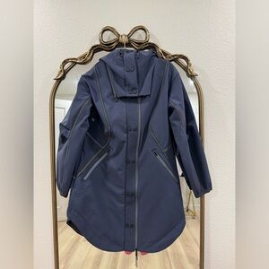 FP Movement by Free People Navy Hooded Softshell Coat with Contrast Trim